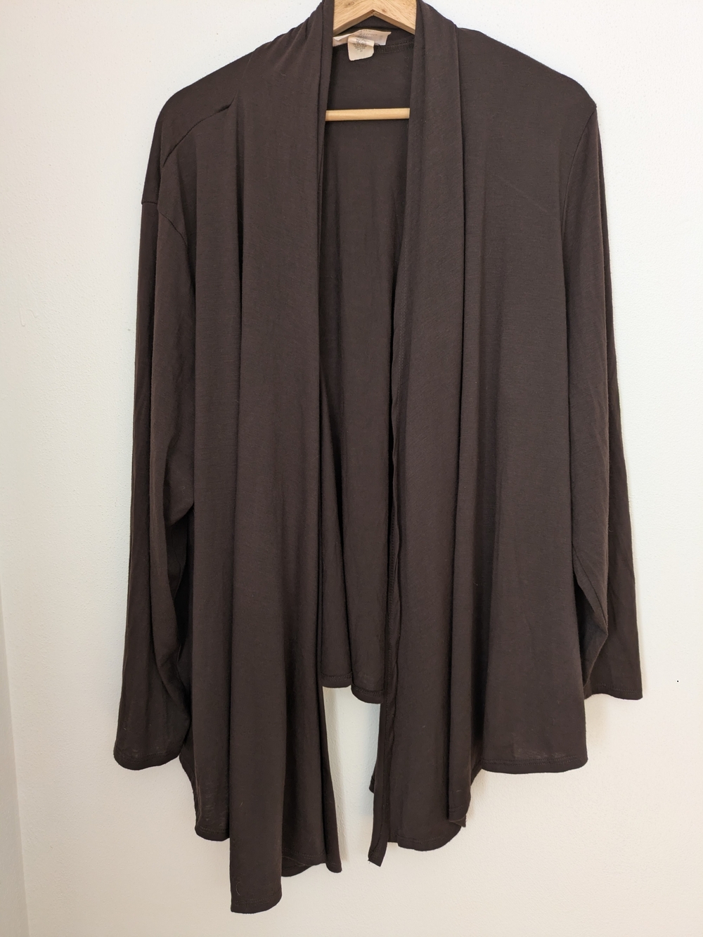 Women's Open Draped Cardigan Sweater in Dark Brown